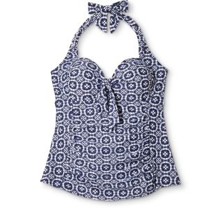 NWT Shirred Halter Tankini Top